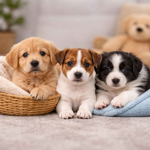 puppies resting together indoors natural calm setting