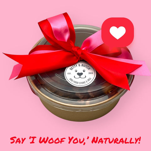 A selection of natural dog treats for Valentine's