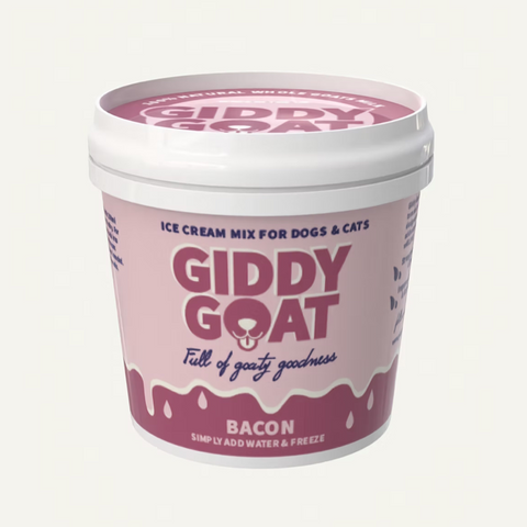 Pot of Giddy Goat Bacon Goat Milk Ice Cream Mix for Dogs and Cats