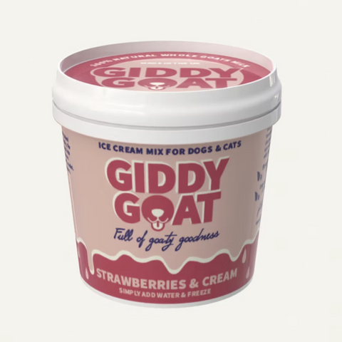 Pot of Giddy Goat Strawberries & Cream Goat Milk Ice Cream Mix for Dogs and Cats
