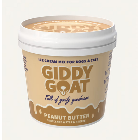 Pot of Giddy Goat Peanut Butter Goat Milk Ice Cream Mix for Dogs and Cats