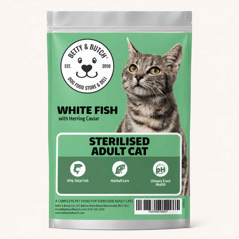 Connoisseur grain-free white fish and herring caviar dry cat food bag — Betty & Butch