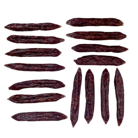multiple dried natural dog sausage treats