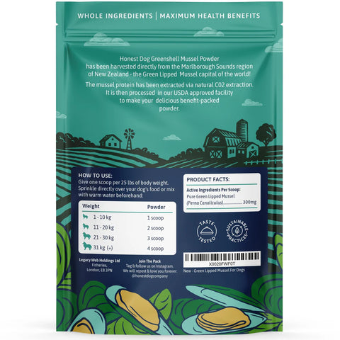 Green Lipped Mussel Powder for Dogs | 80 Servings