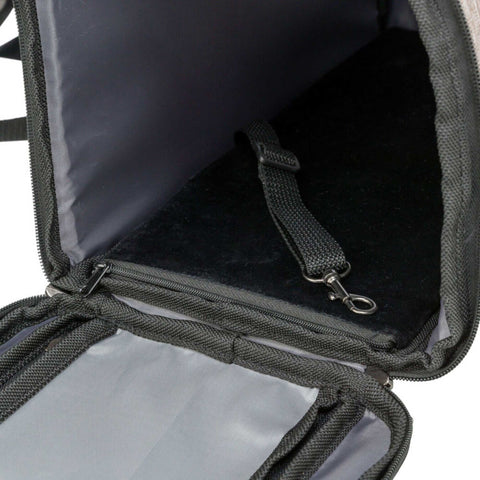 inside of pet carrier bag with attachment for small dog