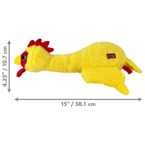 KONG Scruffs Chicken Plush Squeaky Dog Toy – Long Neck Play