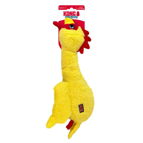 KONG Scruffs Chicken Plush Squeaky Dog Toy – Long Neck Play