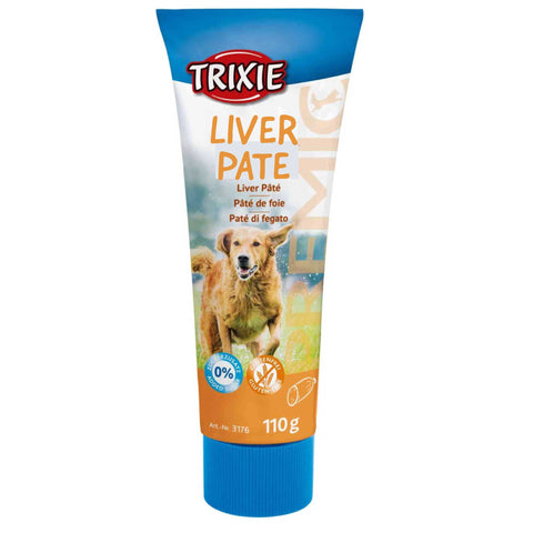 Tub of Trixie Liver Pate for dogs on a white background