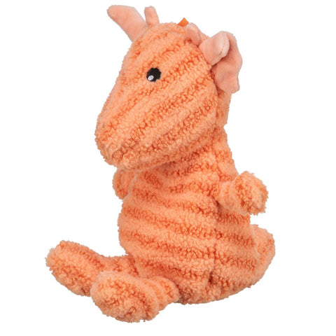 Plush toy dragon in orange on a white background