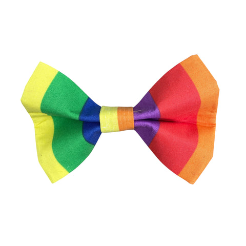 Colorful rainbow bow tie on a white background