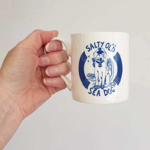 Salty Old Sea Dog Hand Decorated Bone China Mug