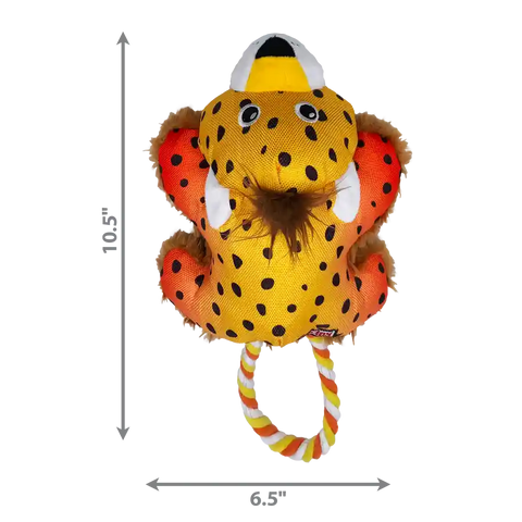 KONG Cozie Tuggz Cheetah | Dog And Puppy Plush Squeak Crinkle Toy